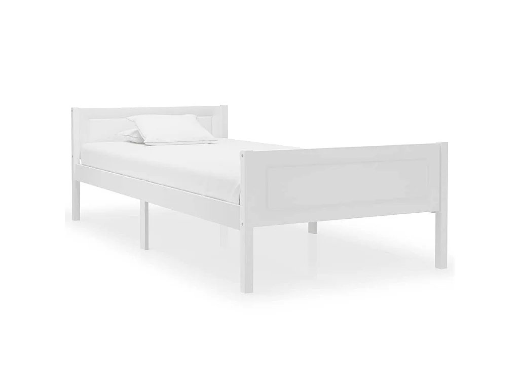 Bedframe massief grenenhout wit 90x200 cm