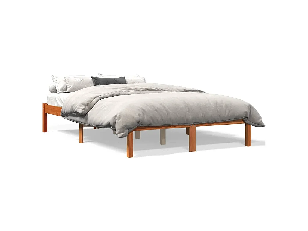Bedframe zonder matras massief grenenhout wasbruin 140x200 cm