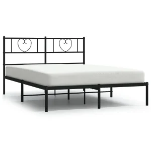 Bedframe met hoofdbord metaal zwart 140×190 cm Bedframe met hoofdbord metaal zwart 140×190 cm