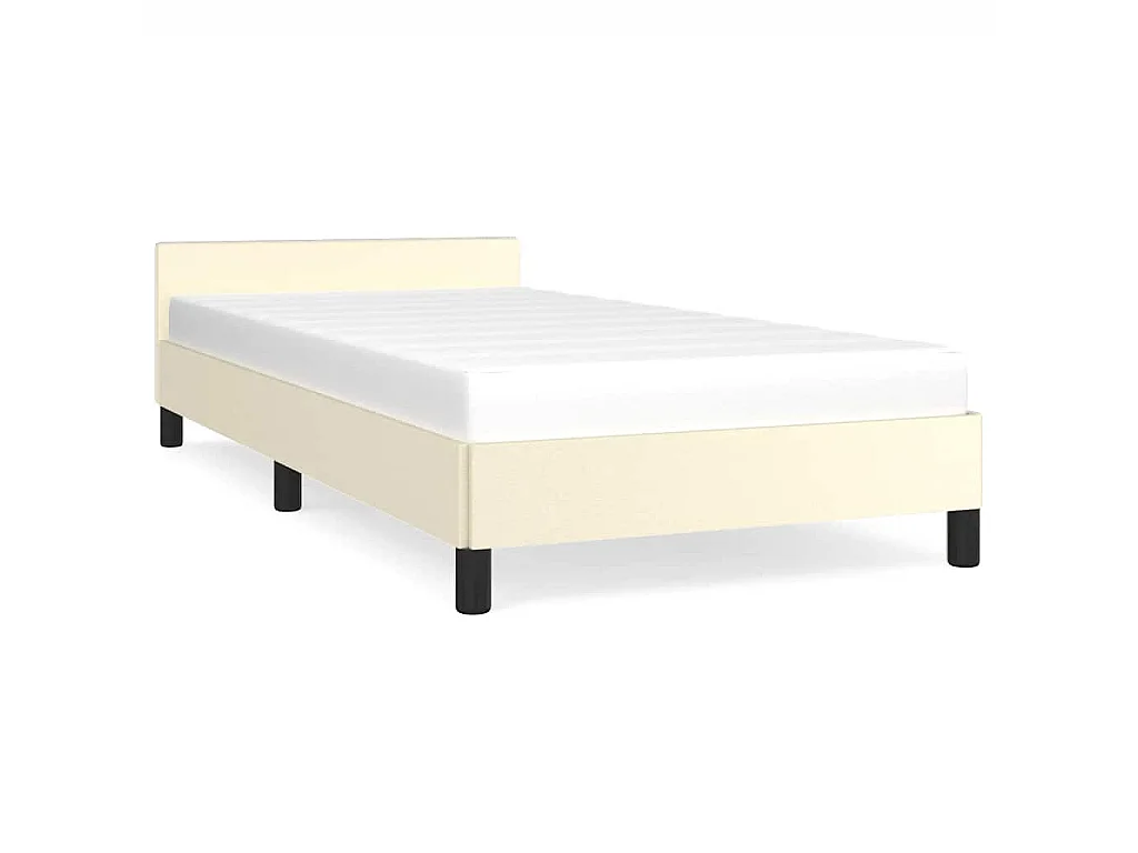 Bedframe met hoofdeinde zonder matras 90x200 cm crèmekleurig