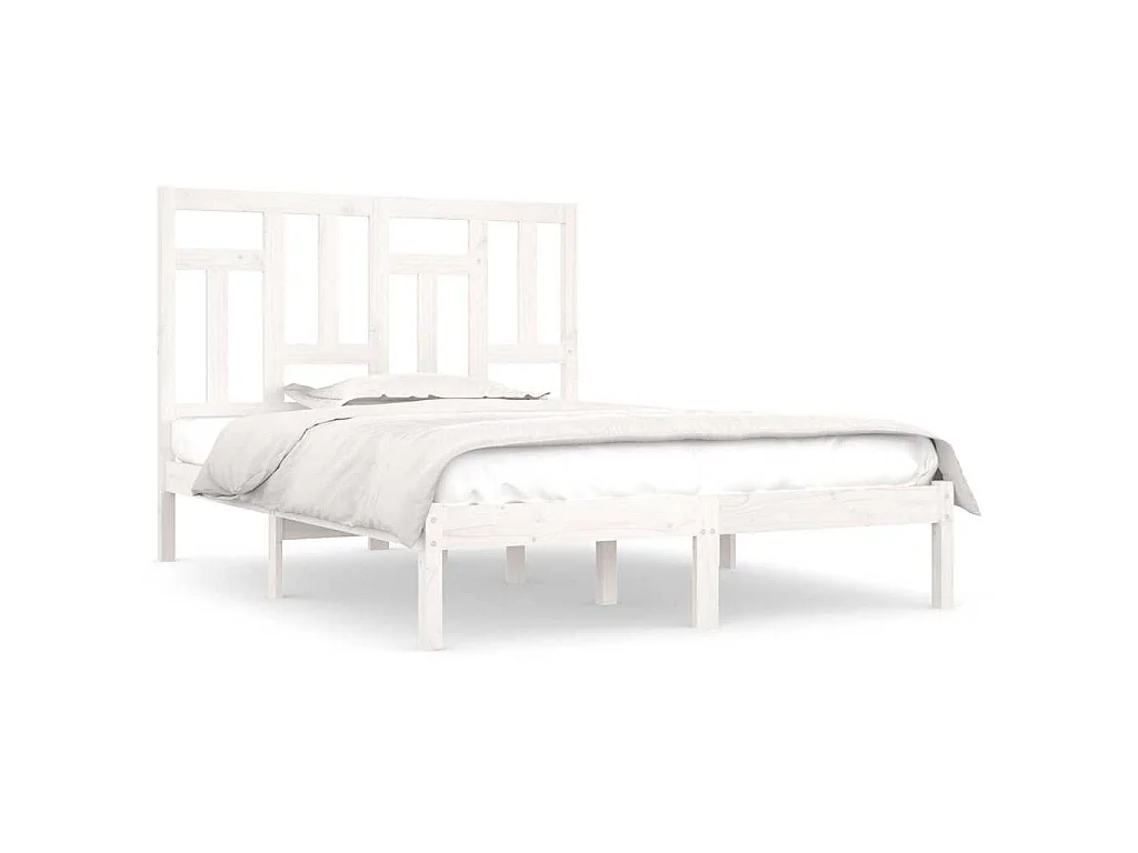 Bedframe zonder matras massief grenenhout wit 140x190 cm