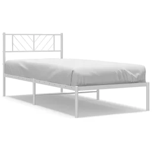 Bedframe met hoofdbord zonder matras metaal wit 75×190 cm