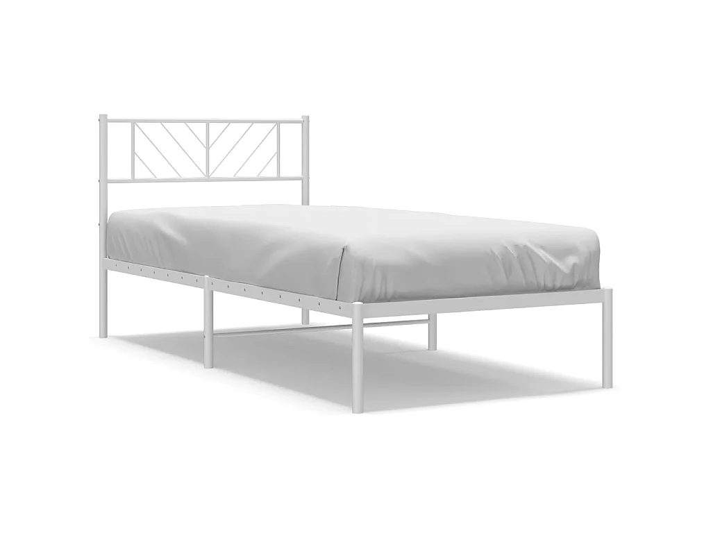 Bedframe met hoofdbord zonder matras metaal wit 75x190 cm