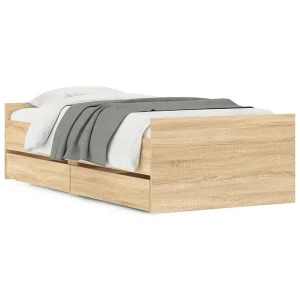 Bedframe met lades sonoma eikenkleurig 90×200 cm Bedframe met lades sonoma eikenkleurig 90×200 cm