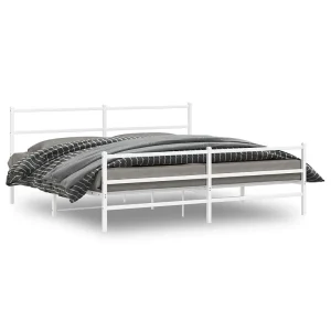 Bedframe met hoofd- en voeteneinde metaal wit 183×213 cm Bedframe met hoofd- en voeteneinde metaal wit 183×213 cm