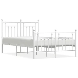 Bedframe met hoofd- en voeteneinde metaal wit 120 x 190 cm Bedframe met hoofd- en voeteneinde metaal wit 120 x 190 cm