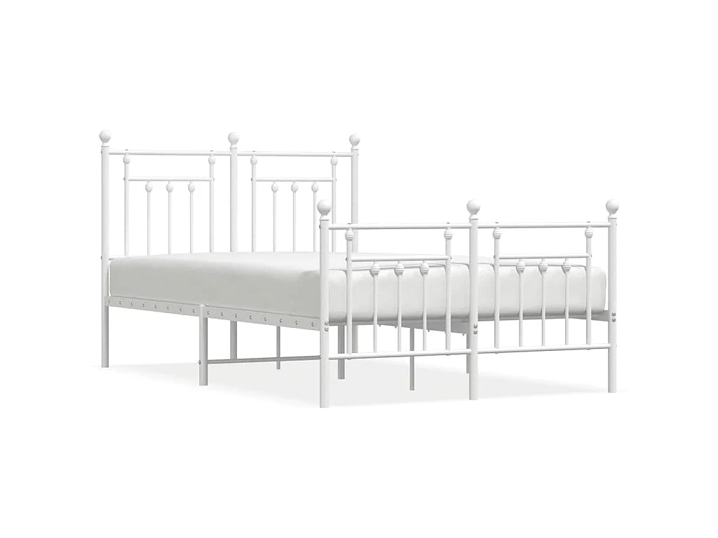 Bedframe met hoofd- en voeteneinde metaal wit 120 x 190 cm