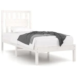 Bedframe massief grenenhout wit 90×190 cm Bedframe massief grenenhout wit 90×190 cm