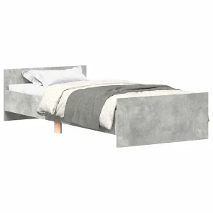 Bedframe bewerkt hout betongrijs 90×190 cm