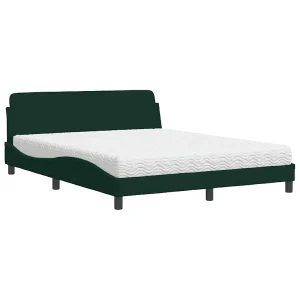 Bed met matras "Dover" fluweel donkergroen 160×200 cm