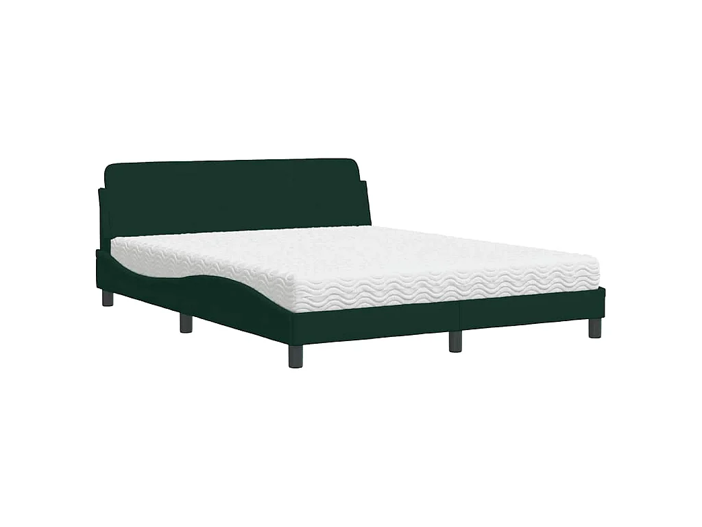 Bed met matras "Dover" fluweel donkergroen 160x200 cm