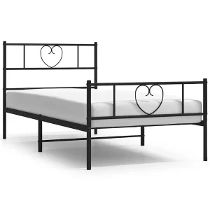 Bedframe met hoofd- en voeteneinde metaal zwart 100×190 cm Bedframe met hoofd- en voeteneinde metaal zwart 100×190 cm