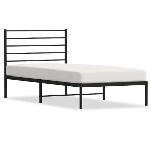 Bedframe met hoofdbord metaal zwart 100×200 cm Bedframe met hoofdbord metaal zwart 100×200 cm