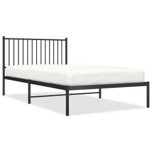 Bedframe met hoofdbord metaal zwart 107×203 cm Bedframe met hoofdbord metaal zwart 107×203 cm