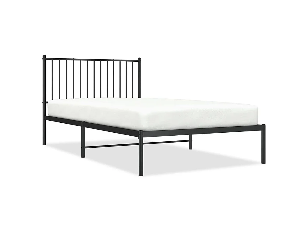 Bedframe met hoofdbord metaal zwart 107x203 cm