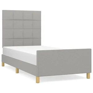 Bedframe zonder matras 90×200 cm stof lichtgrijs Bedframe zonder matras 90×200 cm stof lichtgrijs