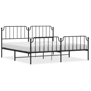 Bedframe met hoofd- en voeteneinde metaal zwart 193×203 cm Bedframe met hoofd- en voeteneinde metaal zwart 193×203 cm
