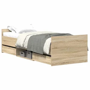Bedframe met hoofd- en voeteneinde sonoma eikenkleur 90×200 cm Bedframe met hoofd- en voeteneinde sonoma eikenkleur 90×200 cm