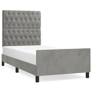 Bedframe zonder matras 100×200 cm fluweel lichtgrijs Bedframe zonder matras 100×200 cm fluweel lichtgrijs