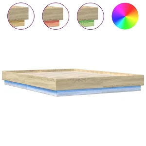 Bedframe met LED-verlichting sonoma eikenkleurig 160×200 cm Bedframe met LED-verlichting sonoma eikenkleurig 160×200 cm