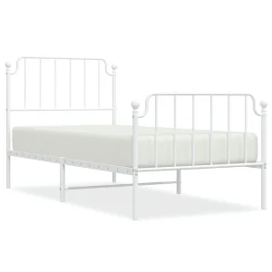 Bedframe met hoofd- en voeteneinde metaal wit 90×200 cm Bedframe met hoofd- en voeteneinde metaal wit 90×200 cm