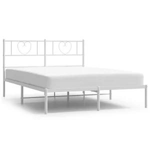 Bedframe met hoofdbord metaal wit 140×200 cm Bedframe met hoofdbord metaal wit 140×200 cm