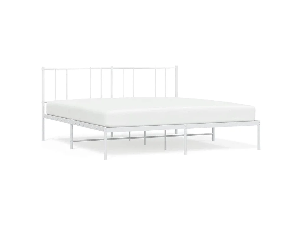 Bedframe met hoofdbord metaal wit 200x200 cm