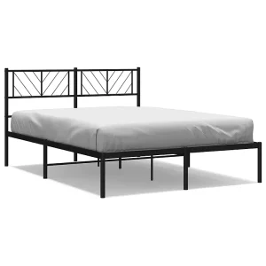 Bedframe met hoofdbord metaal zwart 150×200 cm Bedframe met hoofdbord metaal zwart 150×200 cm