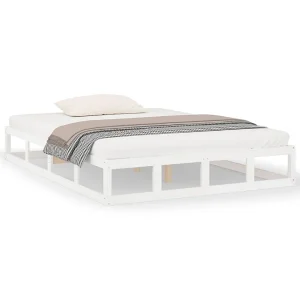 Bedframe massief hout wit 180×200 cm