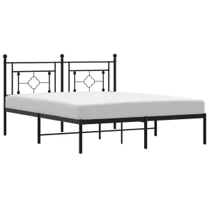 Bedframe met hoofdbord metaal zwart 160×200 cm Bedframe met hoofdbord metaal zwart 160×200 cm