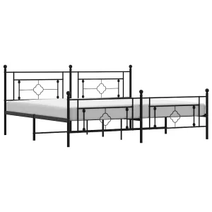 Bedframe met hoofd- en voeteneinde metaal zwart 193×203 cm Bedframe met hoofd- en voeteneinde metaal zwart 193×203 cm