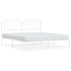 Bedframe met hoofdbord metaal wit 160×200 cm Bedframe met hoofdbord metaal wit 160×200 cm