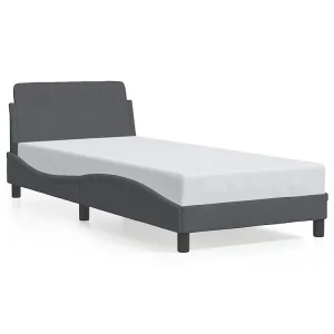 Bedframe "Dover" 90×200 cm fluweel donkergrijs Bedframe "Dover" 90×200 cm fluweel donkergrijs