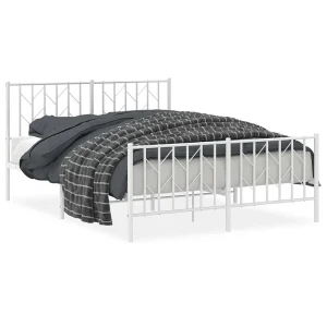 Bedframe met hoofd- en voeteneinde metaal wit 135×190 cm Bedframe met hoofd- en voeteneinde metaal wit 135×190 cm