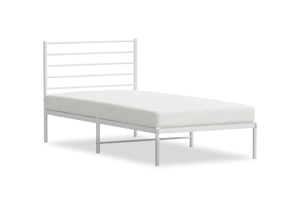 Bedframe met hoofdbord metaal wit 100x200 cm