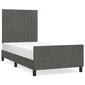 Bedframe zonder matras 80×200 cm fluweel donkergrijs Bedframe zonder matras 80×200 cm fluweel donkergrijs