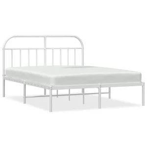 Bedframe met hoofdbord metaal wit 180×200 cm Bedframe met hoofdbord metaal wit 180×200 cm