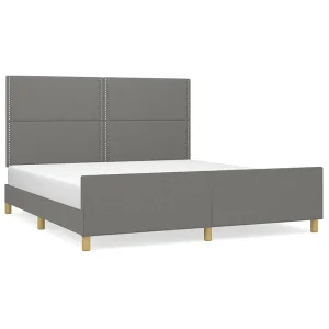 Bedframe zonder matras stof donkergrijs 180×200 cm Bedframe zonder matras stof donkergrijs 180×200 cm