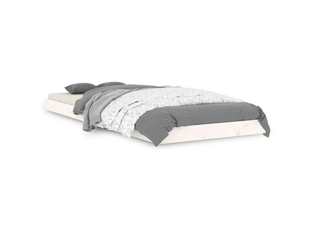 Bedframe massief grenenhout wit 75x190 cm