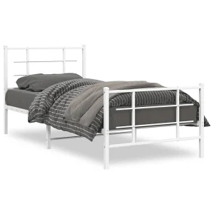 Bedframe met hoofd- en voeteneinde metaal wit 90×190 cm Bedframe met hoofd- en voeteneinde metaal wit 90×190 cm