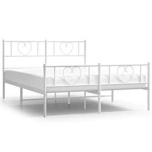 Bedframe met hoofd- en voeteneinde metaal wit 140×190 cm Bedframe met hoofd- en voeteneinde metaal wit 140×190 cm
