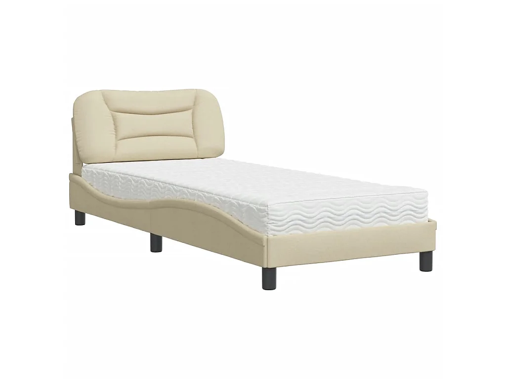 Bed met matras "Hvar" stof crèmekleurig 90x190 cm