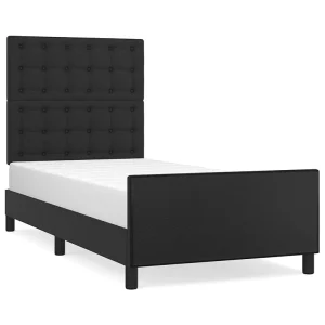 Bedframe met hoofdbord kunstleer zwart 100×200 cm Bedframe met hoofdbord kunstleer zwart 100×200 cm