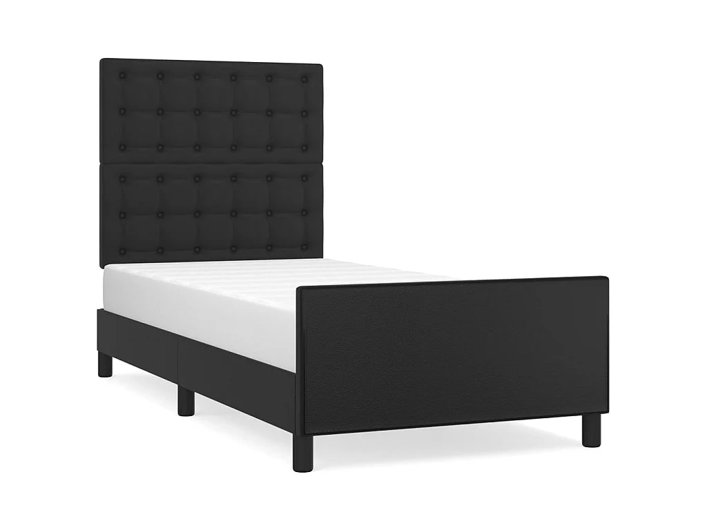 Bedframe met hoofdbord kunstleer zwart 100x200 cm