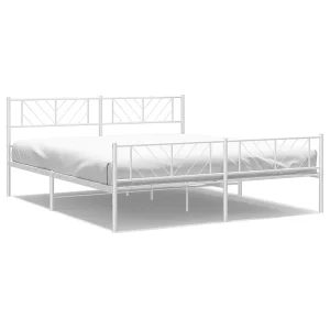 Bedframe met hoofd- en voeteneinde metaal wit 183×213 cm Bedframe met hoofd- en voeteneinde metaal wit 183×213 cm