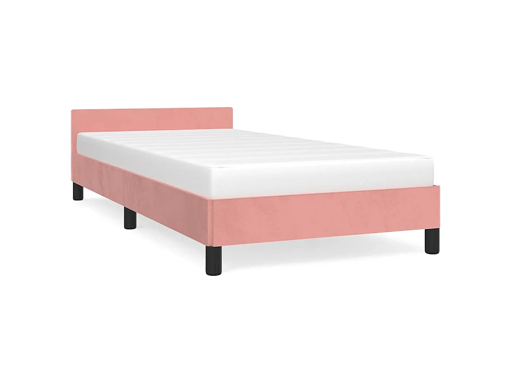 Bedframe met hoofdeinde zonder matras 90x200 cm fluweel roze