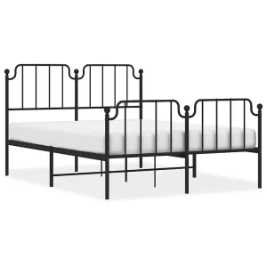 Bedframe met hoofd- en voeteneinde metaal zwart 140×190 cm