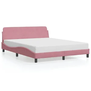 Bedframe met hoofdeinde "Dover" 160×200 cm fluweel roze Bedframe met hoofdeinde "Dover" 160×200 cm fluweel roze