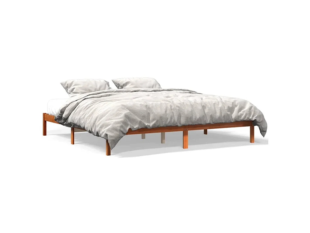 Bedframe zonder matras massief grenenhout wasbruin 200x200 cm