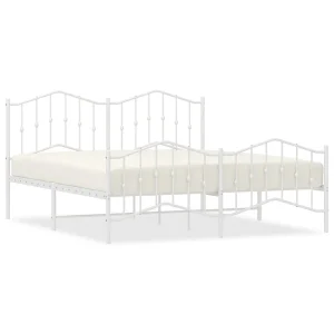 Bedframe met hoofd- en voeteneinde metaal wit 183×213 cm Bedframe met hoofd- en voeteneinde metaal wit 183×213 cm